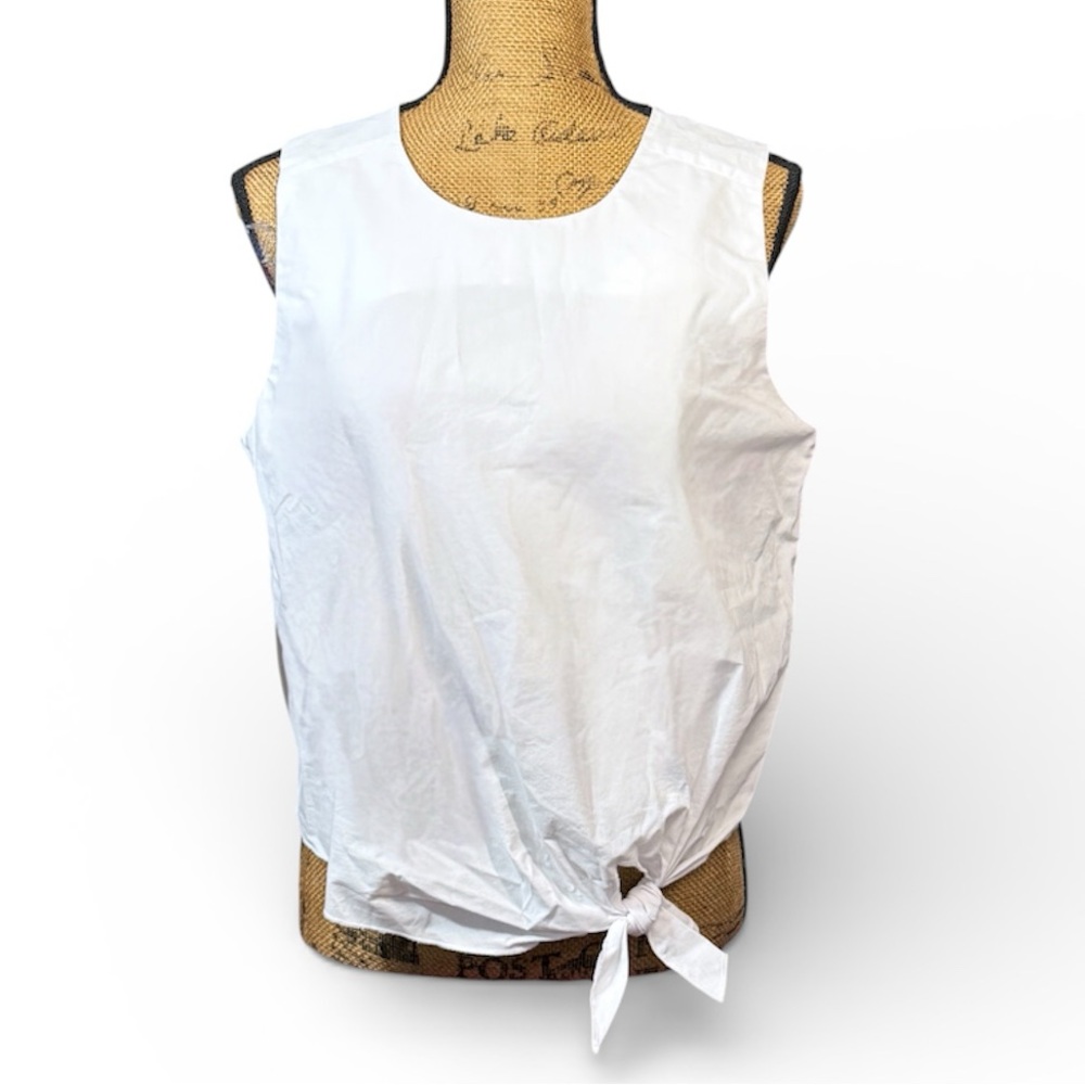 Cupio white sleeveless tie-front shirt Women’s size large | ab5